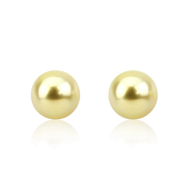 14K Gold 9β10mm Golden South Sea Pearl Stud Earrings