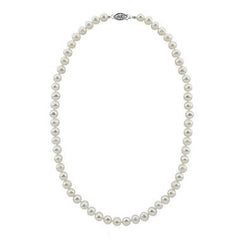 7.5β8mm White Freshwater Cultured Pearl Necklace, 17"