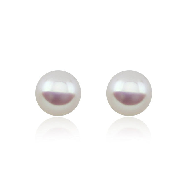 14K White Gold 12β13mm White Freshwater Cultured Pearl Stud Earrings