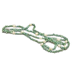 5β6mm and 8β9mm Green and White Freshwater Cultured Pearl Necklace, 48"