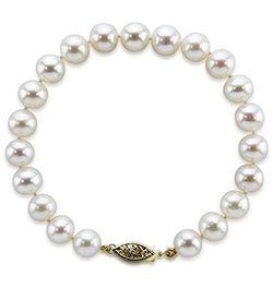 14K Yellow Gold 6.5β7mm White Freshwater Cultured Pearl Bracelet, 7.5"