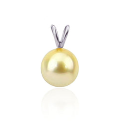 14K White Gold 9β10mm Light Golden South Sea Cultured Pearl Pendant