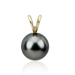 14K Yellow Gold 9β10mm Dark Grey Tahitian Cultured Pearl Pendant