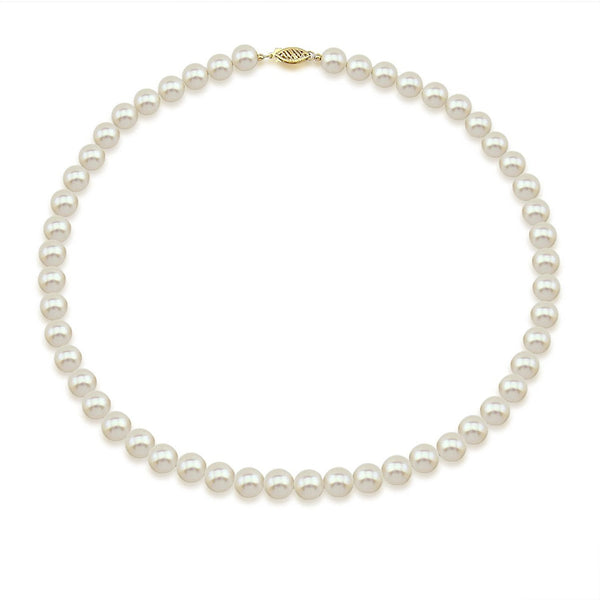 14K Gold 8–9mm White Freshwater Pearl Necklace, 18"