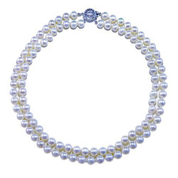 2-Row 8β9mm White Freshwater Pearl Necklace, 17β18"