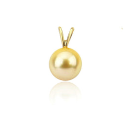 14K Gold 9β10mm Golden South Sea Pearl Pendant, AAA