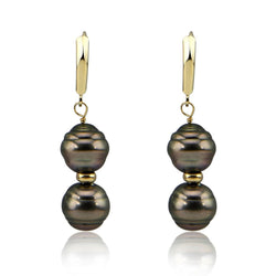 14K Gold 10β11mm Baroque Tahitian Pearl Lever-Back Earrings