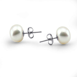 Sterling Silver 6β7mm White Freshwater Cultured Pearl Button Stud Earrings