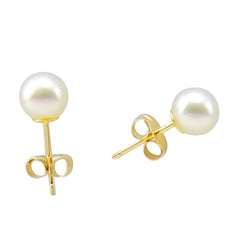 14K Gold 5β5.5mm White Freshwater Pearl Stud Earrings