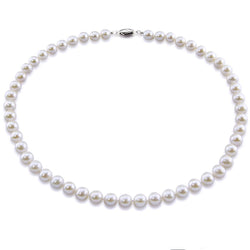 Sterling Silver 8β9mm White Freshwater Cultured Pearl Necklace, 18"