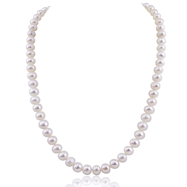 7.5β8mm White Freshwater Pearl Necklace, 17"