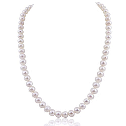 7.5–8mm White Freshwater Cultured Pearl Necklace, 20"