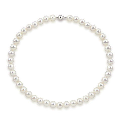 14k White Gold 10.5-11.5 mm Freshwater Cultured Pearl High Luster Necklace 20", AAA Quality.