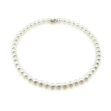 14k White Gold 8.5-9.0mm White Akoya Cultured Pearl High Luster Necklace 18", AAA+ Quality.
