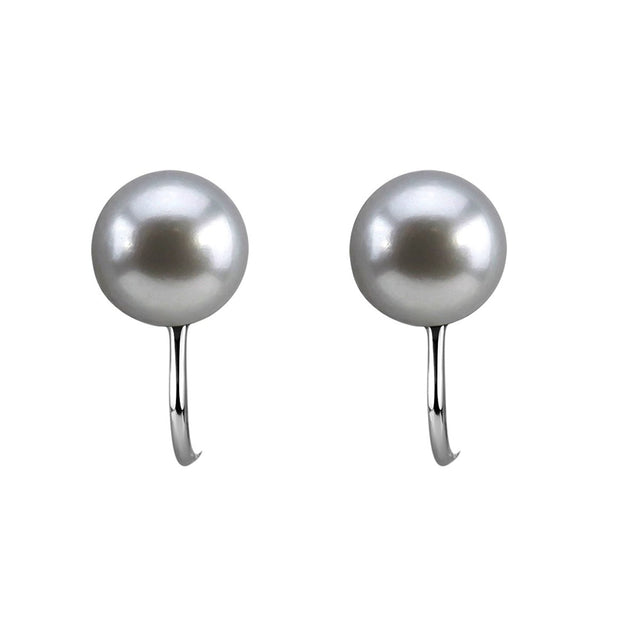 8β9mm Grey Freshwater Pearl Clip-On Earrings