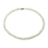 14k White Gold 7.0-7.5mm White Akoya Cultured Pearl High Luster Necklace 18", AAAA Quality