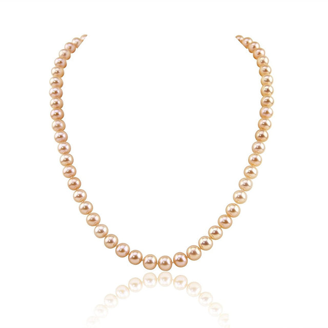 14K Gold 7β8mm Pink Freshwater Pearl Necklace, 20"
