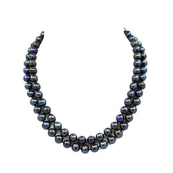 2-Row 9β10mm Black Freshwater Cultured Pearl Necklace, 17" and 18.5"