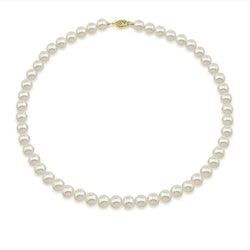 14K Yellow Gold 7β8mm White Freshwater Cultured Pearl Necklace, 17"