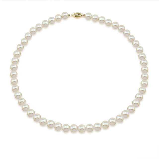 14K Yellow Gold 6.5β7mm White Freshwater Cultured Pearl Necklace, 17"