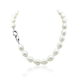 11β13mm White Rice Freshwater Cultured Pearl Necklace, 18"