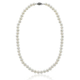 White Freshwater Cultured Pearl Necklace A Quality (7.5-8.0mm), With rhodium plated base metal Clasp 18"