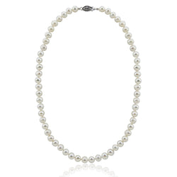 8β9mm White Freshwater Cultured Pearl Necklace, 18", with Base-Metal Clasp