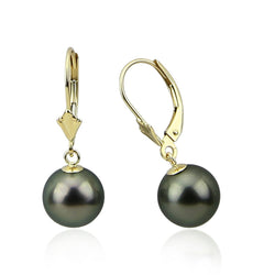 9β10mm Round Tahitian Pearl Lever-Back Earrings