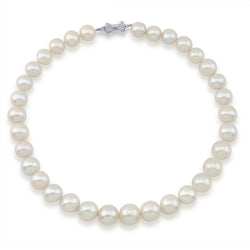 14K White Gold 11β15mm White Freshwater Cultured Pearl Necklace, 17", Queen Style