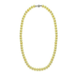 14K White Gold 7β7.5mm Golden Akoya Cultured Pearl Necklace, 20"