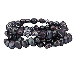 7β8mm Dark Chocolate Brown Pearl Stretch Bracelets, Set of 3