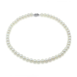 14K White Gold 6.5β7mm White Freshwater Cultured Pearl Necklace, 20"