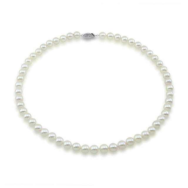 14K White Gold 6.5β7mm White Freshwater Cultured Pearl Necklace, 20"