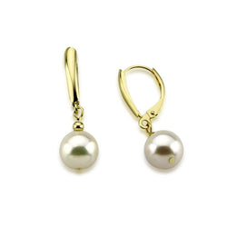 14K Gold 8.5β9mm Akoya Pearl Lever-Back Earrings