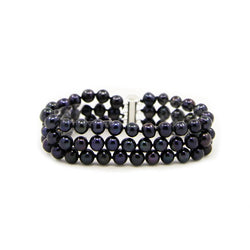 3-Row 6.5β7mm Black Freshwater Cultured Pearl Bracelet, 7.5"