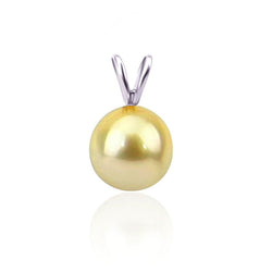 14K White Gold 9β10mm Golden South Sea Cultured Pearl Pendant