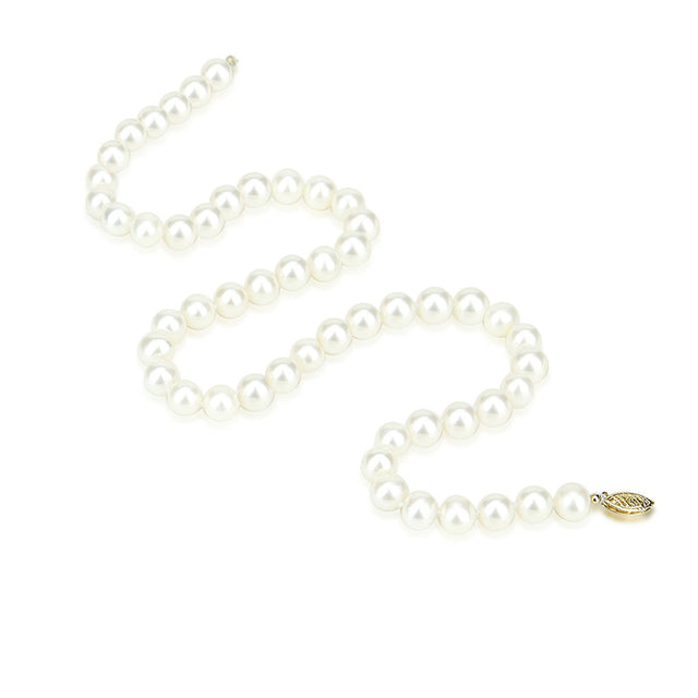 14K Gold 8β9mm White Freshwater Pearl Necklace, 18"