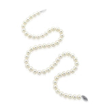 14k White Gold 7.0-7.5mm White Akoya Cultured Pearl High Luster Necklace 18", AAAA Quality