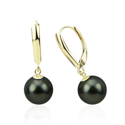 9β10mm Round Tahitian Pearl Lever-Back Earrings