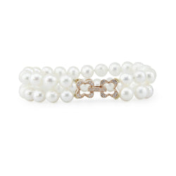 2-Row 6β7mm White Freshwater Cultured Pearl Bracelet, 8"