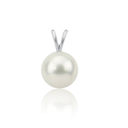 14K White Gold 10β11mm White Round Freshwater Cultured Pearl Pendant
