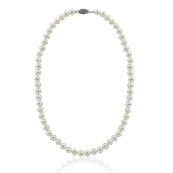 8–9mm White Freshwater Pearl Necklace, 20"
