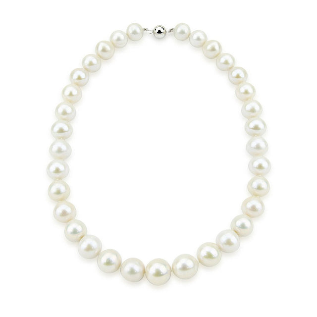 14K White Gold 11β14mm White Freshwater Cultured Pearl Necklace, 18"