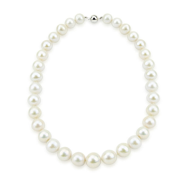 14K White Gold 11-14mm White Freshwater Cultured Pearl Necklace 20 Inches