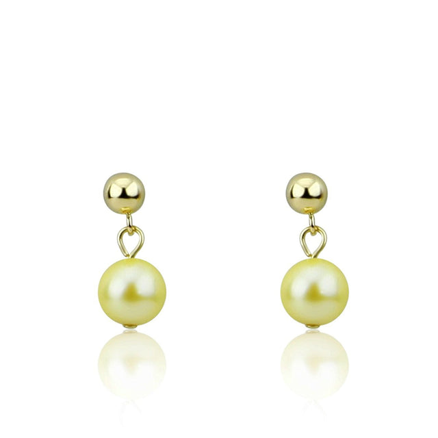 14K Yellow Gold 6β6.5mm Dyed Golden Akoya Cultured Pearl Drop Earrings