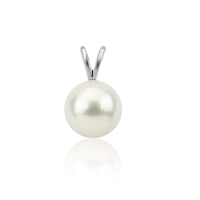 14K White Gold 7β7.5mm White Round Freshwater Cultured Pearl Pendant