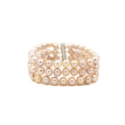 3-Row 6.5β7.5mm Pink Freshwater Cultured Pearl Bracelet, 7.5"