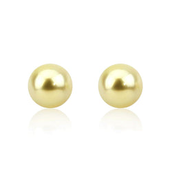 14K White Gold 9β10mm Golden South Sea Cultured Pearl Stud Earrings