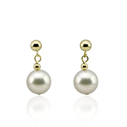 14K Gold 8.5β9mm Akoya Pearl Drop Earrings