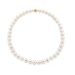 14k Yellow Gold 9.5-10.5 mm Freshwater Cultured Pearl High Luster Necklace 20", AAA Quality.